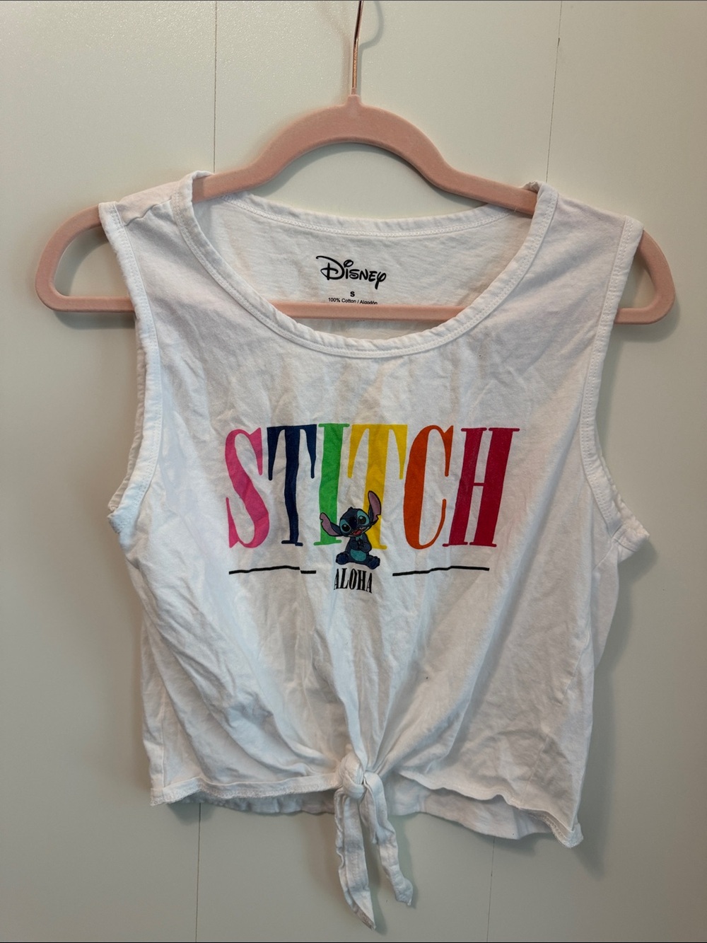 Disney White Tank Top with Rainbow STITCH Graphic